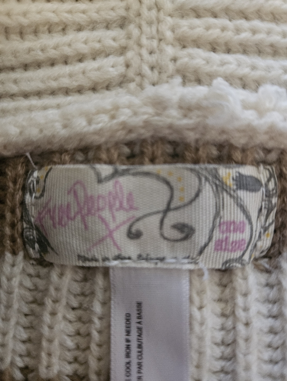 NWOT Free People Striped Shawl Collar Cardigan Sweater Womens  Camel Cream - Picture 16 of 17